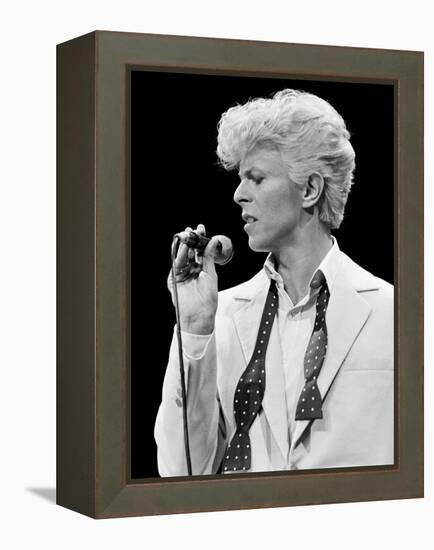 Musician David Bowie Singing on Stage-null-Framed Premier Image Canvas