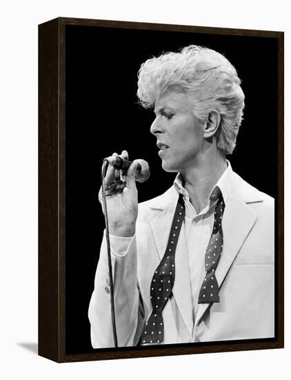 Musician David Bowie Singing on Stage-null-Framed Premier Image Canvas