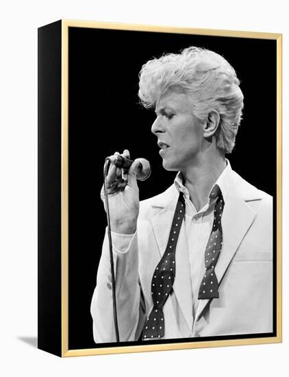 Musician David Bowie Singing on Stage-null-Framed Premier Image Canvas