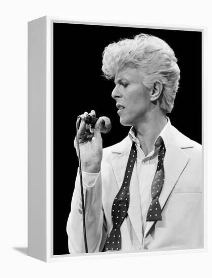 Musician David Bowie Singing on Stage-null-Framed Premier Image Canvas