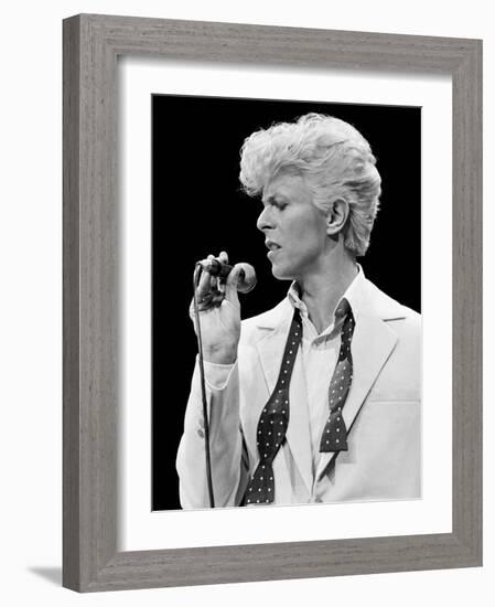 Musician David Bowie Singing on Stage-null-Framed Premium Photographic Print