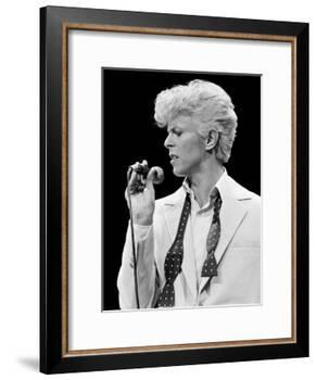 Musician David Bowie Singing on Stage-null-Framed Premium Photographic Print