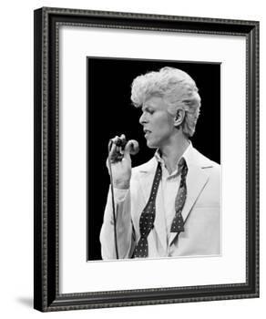 Musician David Bowie Singing on Stage-null-Framed Premium Photographic Print