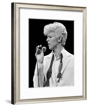 Musician David Bowie Singing on Stage-null-Framed Premium Photographic Print