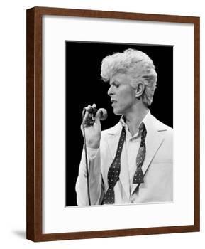 Musician David Bowie Singing on Stage-null-Framed Premium Photographic Print