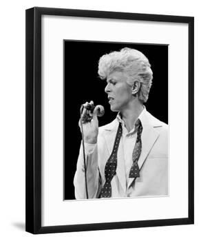 Musician David Bowie Singing on Stage-null-Framed Premium Photographic Print