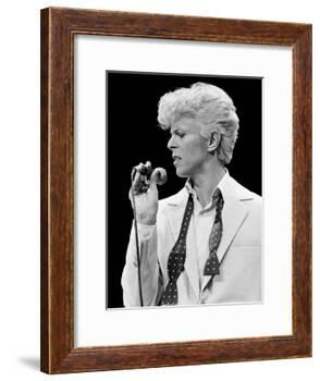 Musician David Bowie Singing on Stage-null-Framed Premium Photographic Print