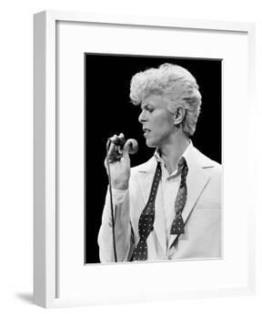 Musician David Bowie Singing on Stage-null-Framed Premium Photographic Print