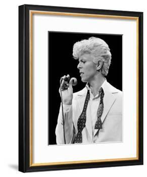 Musician David Bowie Singing on Stage-null-Framed Premium Photographic Print