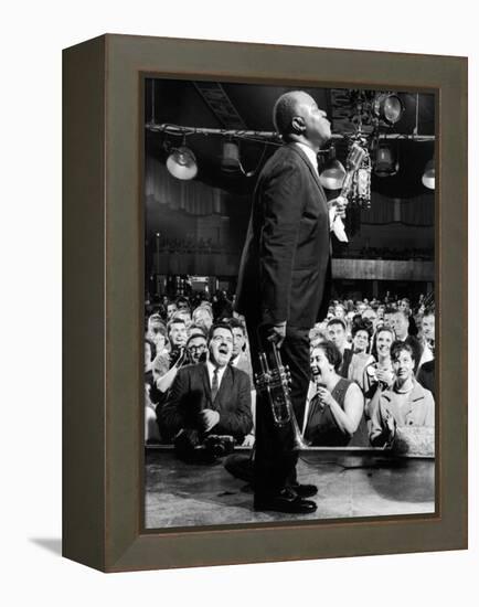 Musician Louis Armstrong Performing at the Steel Pier-John Loengard-Framed Premier Image Canvas