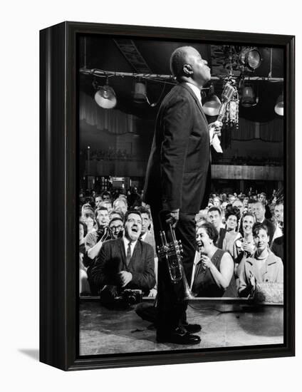 Musician Louis Armstrong Performing at the Steel Pier-John Loengard-Framed Premier Image Canvas