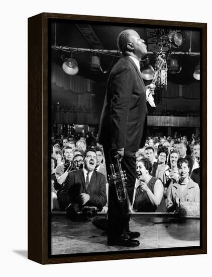 Musician Louis Armstrong Performing at the Steel Pier-John Loengard-Framed Premier Image Canvas