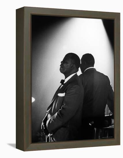 Musician Louis Armstrong Waiting on Stage to Perform-John Loengard-Framed Premier Image Canvas