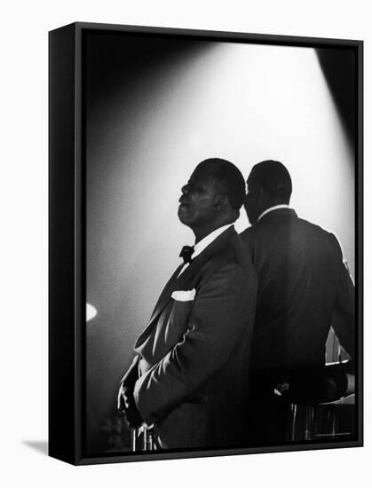 Musician Louis Armstrong Waiting on Stage to Perform-John Loengard-Framed Premier Image Canvas