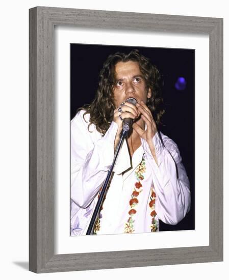 Musician Michael Hutchence of Rock Group Inxs Performing-David Mcgough-Framed Premium Photographic Print