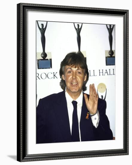 Musician Paul Mccartney at the Rock and Roll Hall of Fame-null-Framed Premium Photographic Print