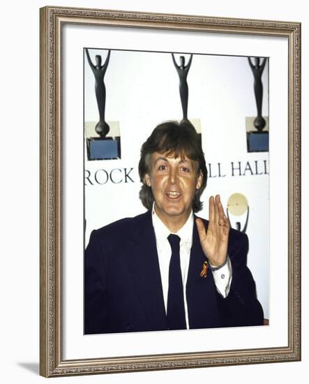 Musician Paul Mccartney at the Rock and Roll Hall of Fame-null-Framed Premium Photographic Print
