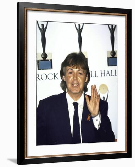 Musician Paul Mccartney at the Rock and Roll Hall of Fame-null-Framed Premium Photographic Print