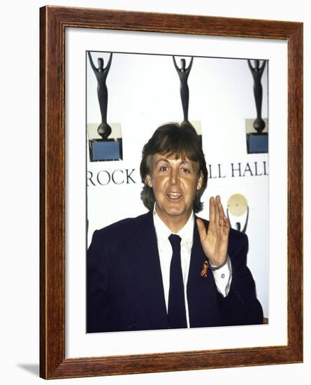 Musician Paul Mccartney at the Rock and Roll Hall of Fame-null-Framed Premium Photographic Print