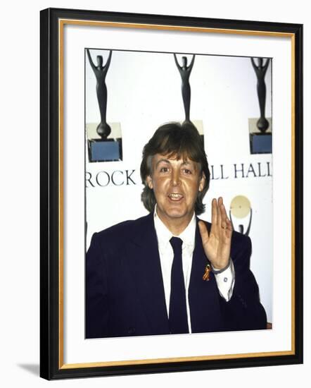 Musician Paul Mccartney at the Rock and Roll Hall of Fame-null-Framed Premium Photographic Print