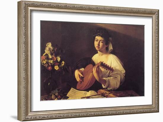 Musician Playing Lute-null-Framed Art Print