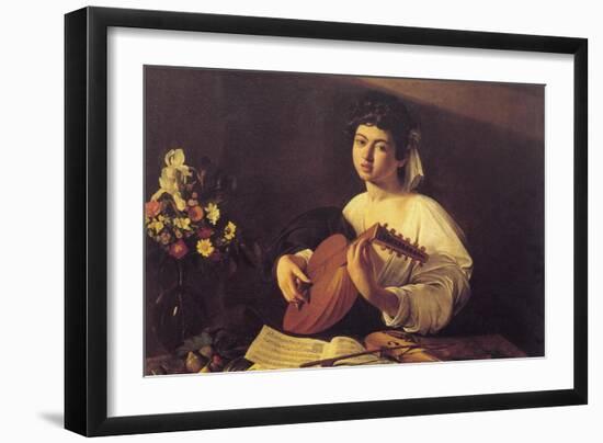 Musician Playing Lute-null-Framed Art Print