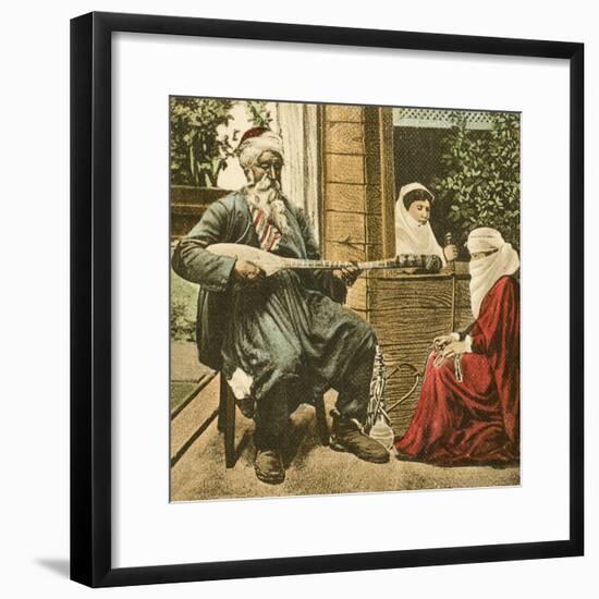 Musician Playing to Two Turkish Women in Bosnia on a Summer's Evening-null-Framed Photographic Print