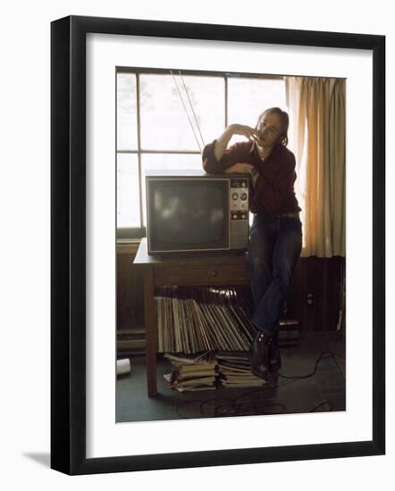 Musician Stephen Stills at Home-null-Framed Premium Photographic Print