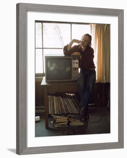 Musician Stephen Stills at Home-null-Framed Premium Photographic Print