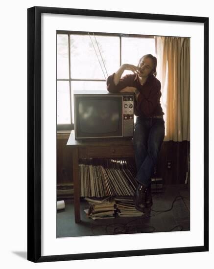 Musician Stephen Stills at Home-null-Framed Premium Photographic Print