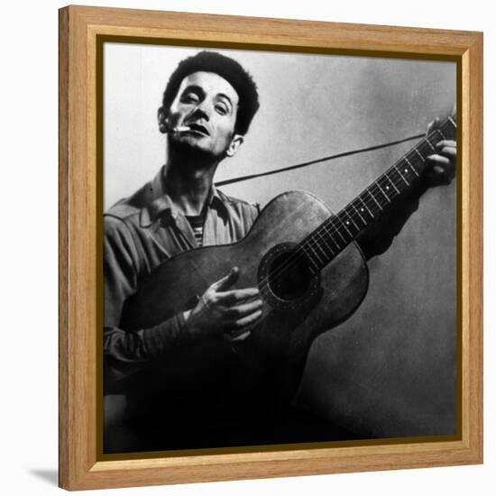 Musician Woody Guthrie (1912-1967) Considered as the Father of Folk Music C. 1940-null-Framed Stretched Canvas