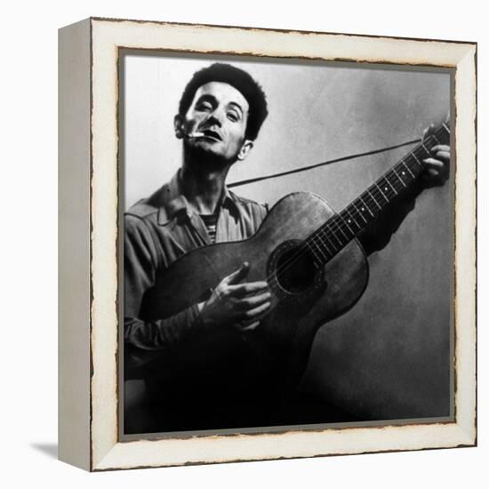 Musician Woody Guthrie (1912-1967) Considered as the Father of Folk Music C. 1940-null-Framed Stretched Canvas