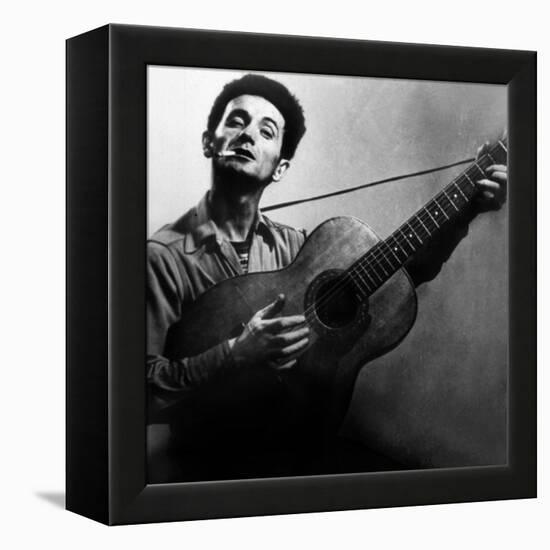 Musician Woody Guthrie (1912-1967) Considered as the Father of Folk Music C. 1940-null-Framed Stretched Canvas