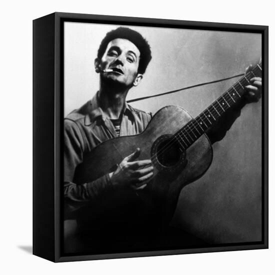 Musician Woody Guthrie (1912-1967) Considered as the Father of Folk Music C. 1940-null-Framed Stretched Canvas