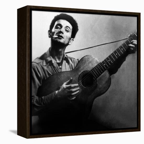 Musician Woody Guthrie (1912-1967) Considered as the Father of Folk Music C. 1940-null-Framed Stretched Canvas