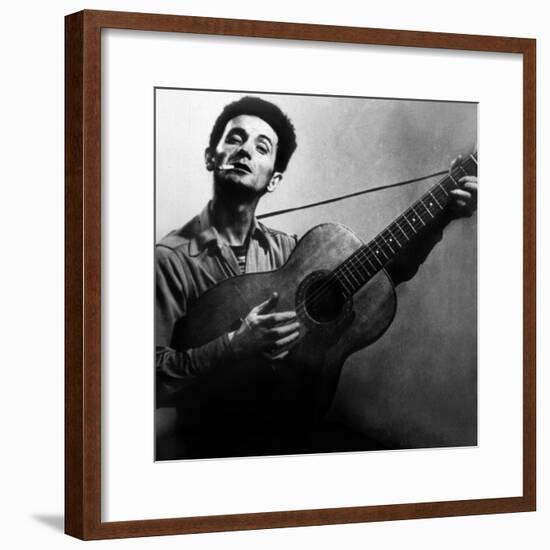 Musician Woody Guthrie (1912-1967) Considered as the Father of Folk Music C. 1940-null-Framed Photo