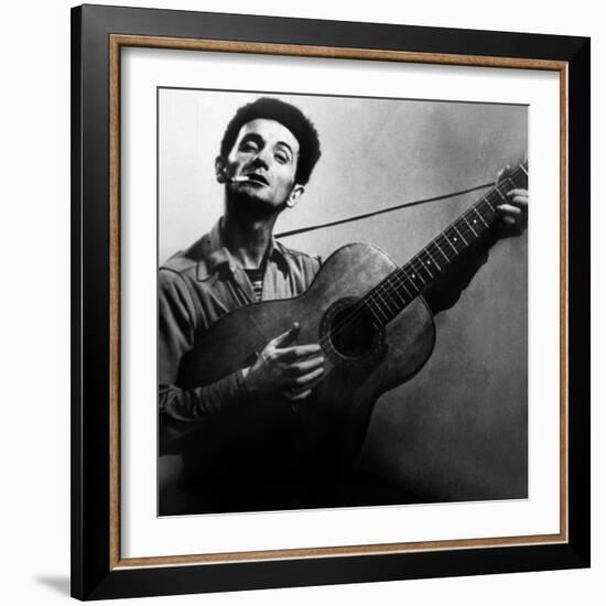 Musician Woody Guthrie (1912-1967) Considered as the Father of Folk Music C. 1940-null-Framed Photo