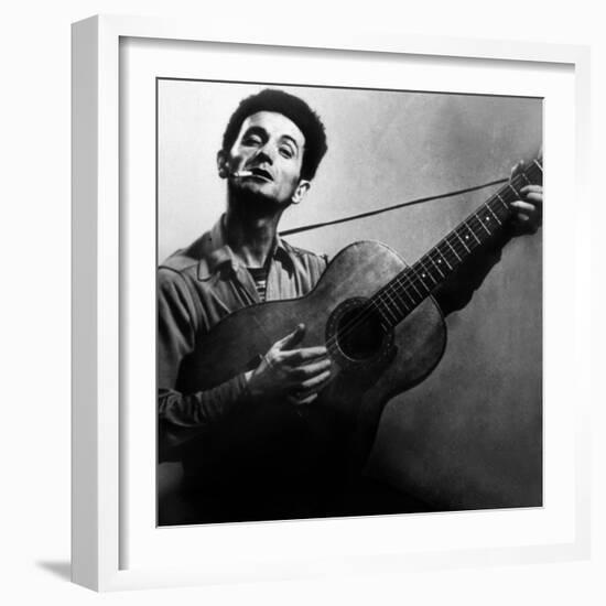 Musician Woody Guthrie (1912-1967) Considered as the Father of Folk Music C. 1940-null-Framed Photo