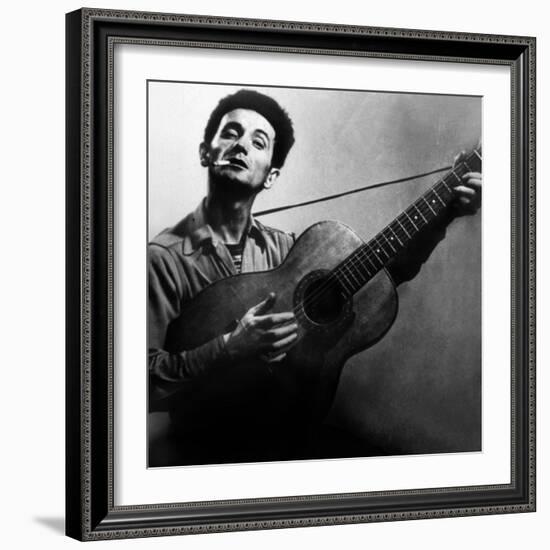 Musician Woody Guthrie (1912-1967) Considered as the Father of Folk Music C. 1940-null-Framed Photo