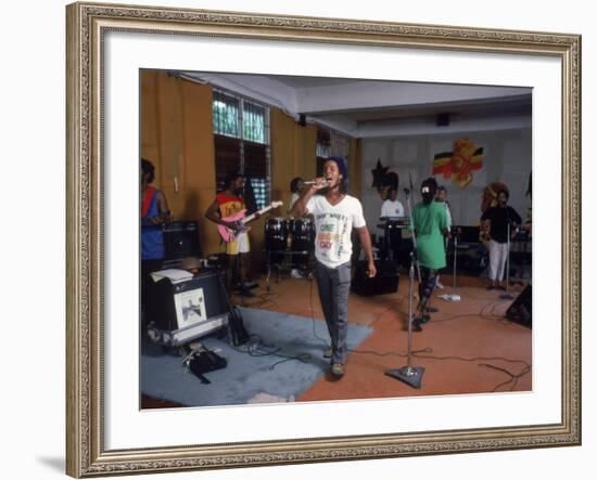 Musician Ziggy Marley Practicing with Band the Melody Makers-Ted Thai-Framed Premium Photographic Print