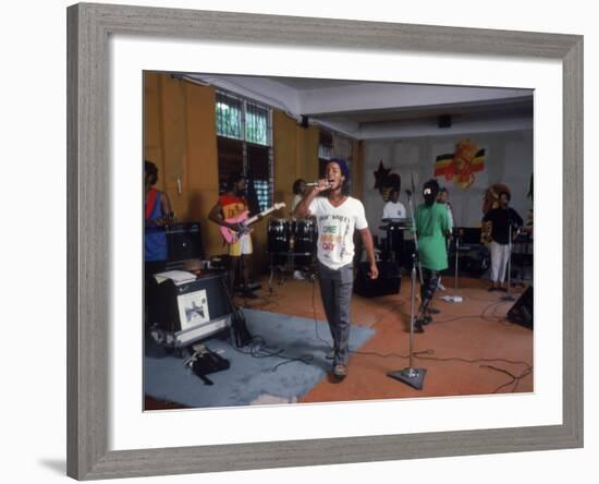 Musician Ziggy Marley Practicing with Band the Melody Makers-Ted Thai-Framed Premium Photographic Print