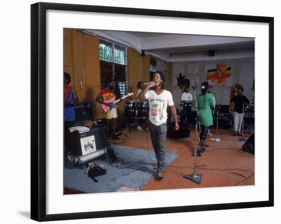 Musician Ziggy Marley Practicing with Band the Melody Makers-Ted Thai-Framed Premium Photographic Print