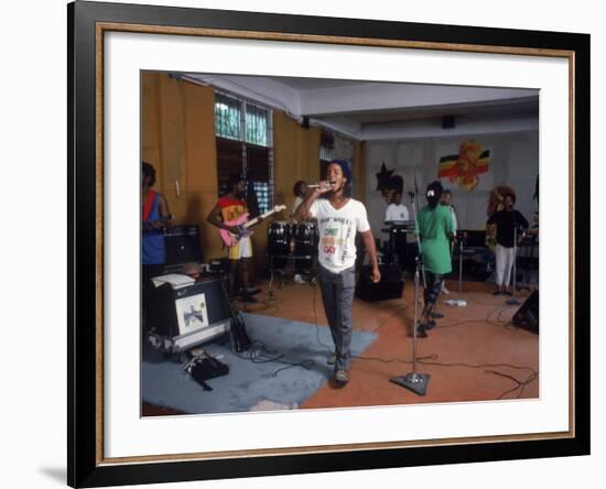 Musician Ziggy Marley Practicing with Band the Melody Makers-Ted Thai-Framed Premium Photographic Print