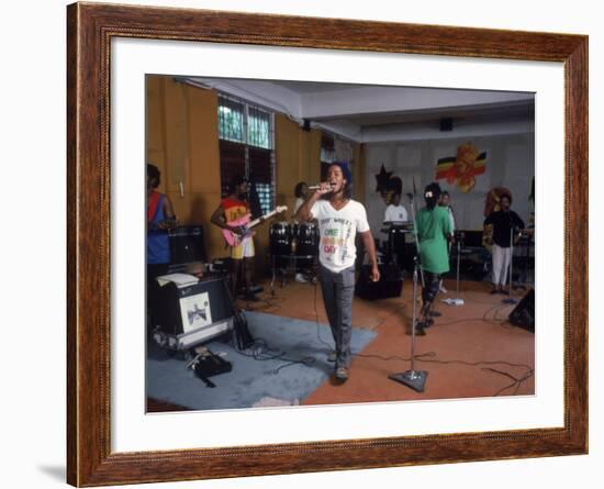 Musician Ziggy Marley Practicing with Band the Melody Makers-Ted Thai-Framed Premium Photographic Print