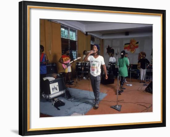 Musician Ziggy Marley Practicing with Band the Melody Makers-Ted Thai-Framed Premium Photographic Print