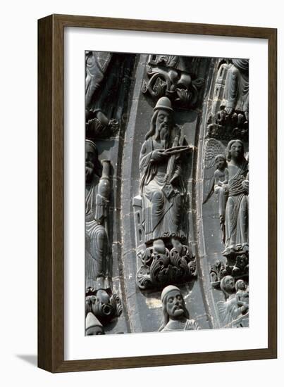 Musicians above the west door of St Denis, 12th century. Artist: Unknown-Unknown-Framed Giclee Print