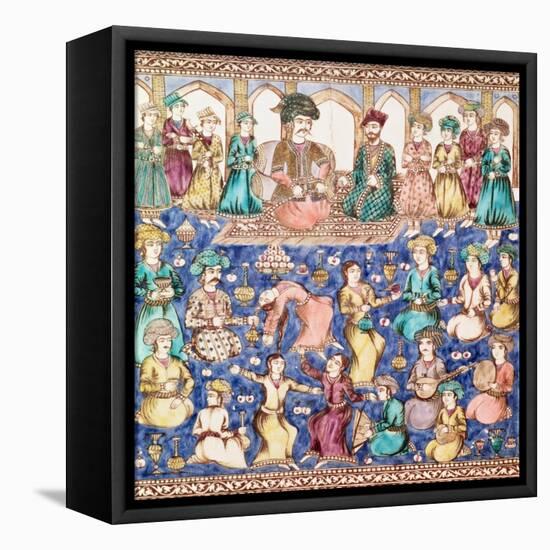 Musicians and Dancers at the Court of Nasser Al-Din Shah Qajar-null-Framed Premier Image Canvas