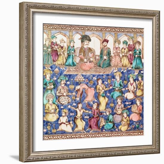 Musicians and Dancers at the Court of Nasser Al-Din Shah Qajar-null-Framed Giclee Print