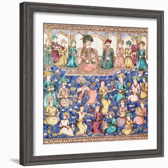 Musicians and Dancers at the Court of Nasser Al-Din Shah Qajar-null-Framed Giclee Print