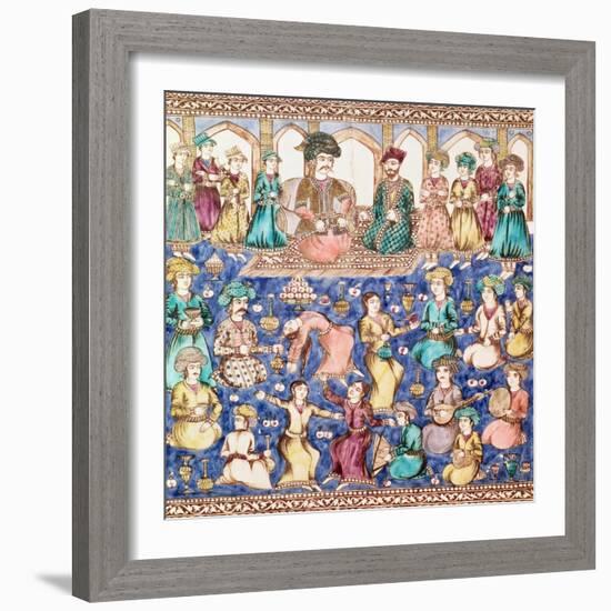 Musicians and Dancers at the Court of Nasser Al-Din Shah Qajar-null-Framed Giclee Print